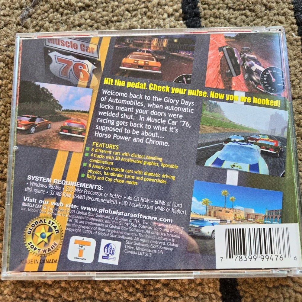 Muscle Car 76 PC CD-ROM Game Global Star Software Windows 98 Me Racing 2001